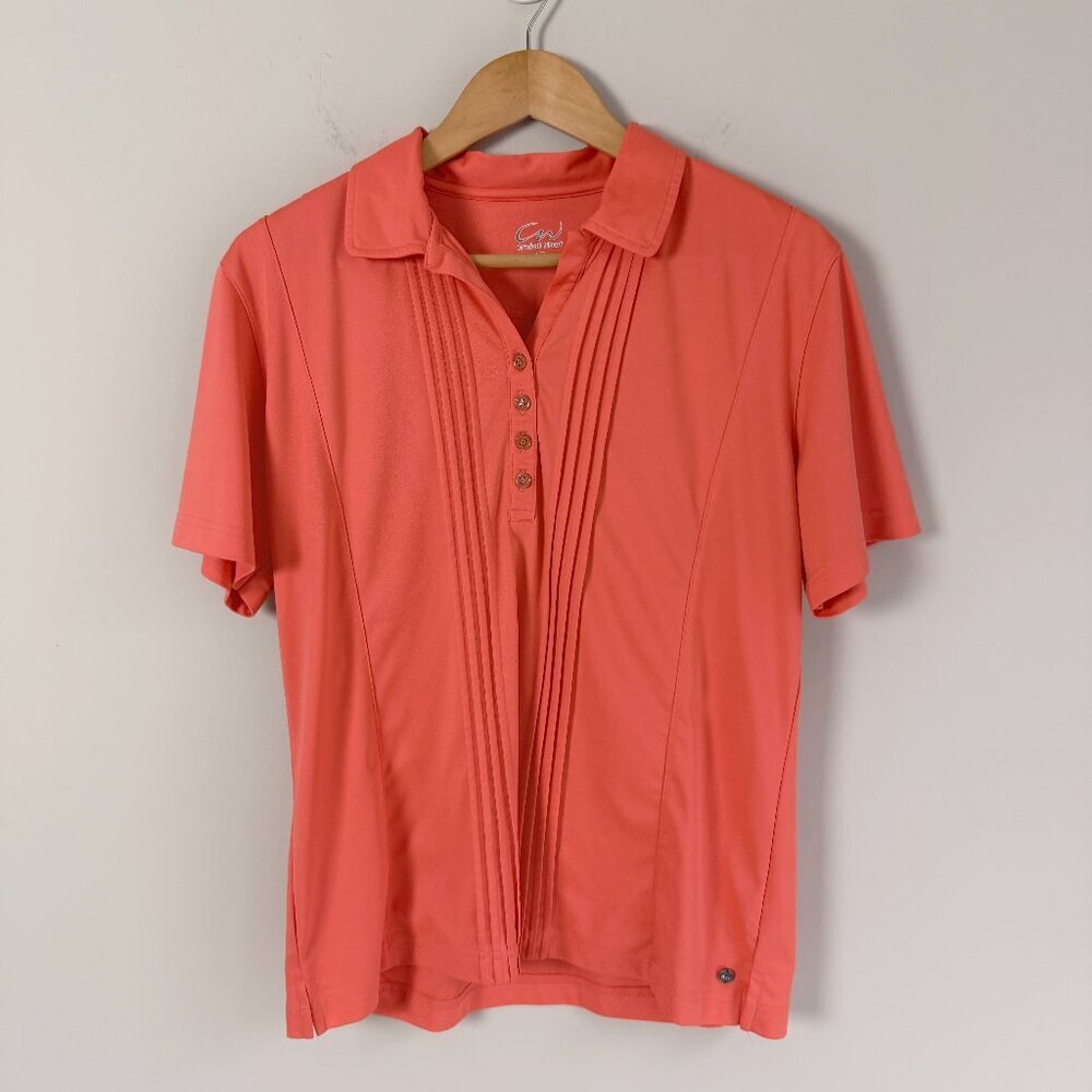 Cracked Wheat Orange Pintuck Golf Polo Large